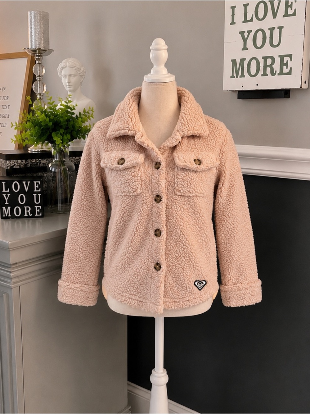 Roxy Girls Sherpa Shirt Jacket Pink Size 7/8